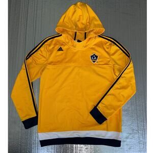 Adidas LA Galaxy Gold Hooded Pullover Unisex Kids Large 14/16 Soccer Hoodie MLS